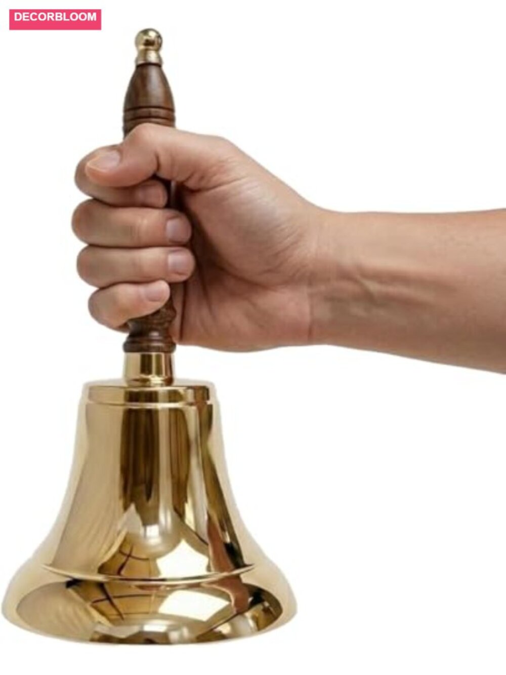 Solid Brass Loud Hand Call Bell Heavy 11 Inch Polished
